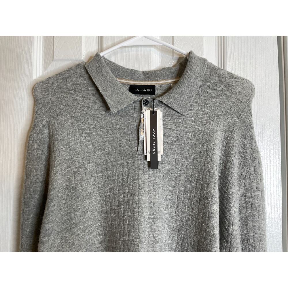 Tahari Light Gray Polo Sweater
